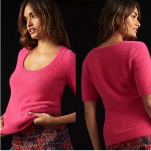 Anthropologie Maeve Fuzzy Eyelash Sweater Tee